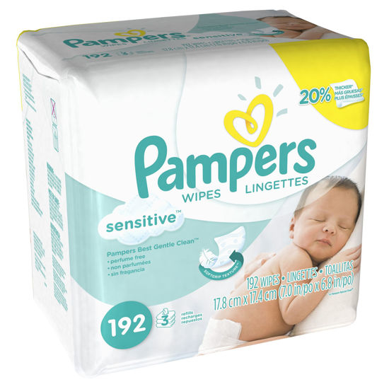 Picture of Pampers Sensitive 3x Refill Wipes - 192 per pack - 4 packs per case.