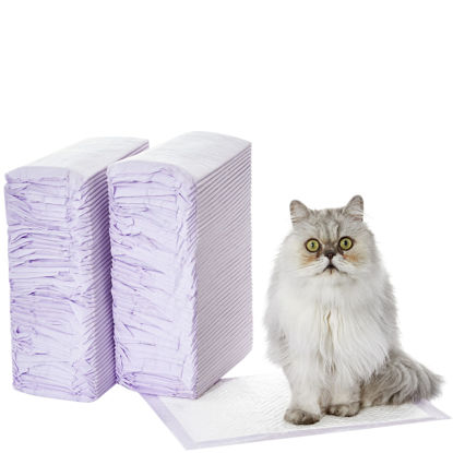 Picture of Amazon Basics Cat Pad Refills for Litter Box, Lemon Scent - Pack of 100, White, Purple