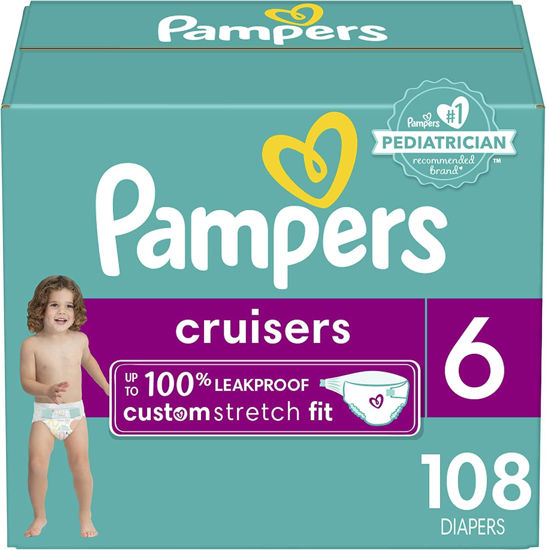 Picture of Pampers Cruisers Diapers - Size 6, One Month Supply (108 Count), Disposable Active Baby Diapers with Custom Stretch