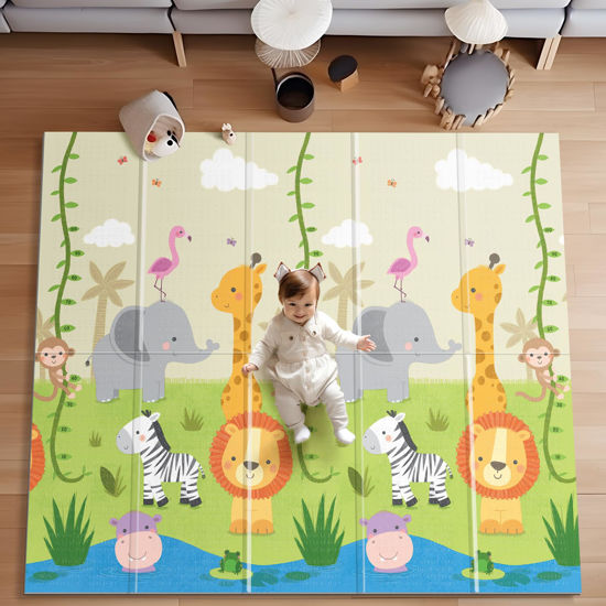 Picture of Foldable Baby Play Mat,71x59 Inches Play mat for Indoor and Outdoor, Reversible Foam Padded Perfect for Playtime and Tummy Time, Waterproof Baby Crawling mat Play for Infants, Toddlers and Kids