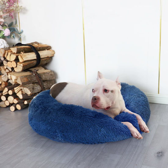 Picture of Fluffy Donut Dog Beds for Large Dogs Calming Round Large Breed Dog Bed Washable 35 Inches