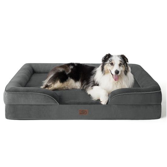 Picture of Bedsure Orthopedic Dog Bed for Extra Large Dogs - XL Washable Dog Sofa Bed Large, Supportive Foam Pet Couch Bed with Removable Washable Cover, Waterproof Lining and Nonskid Bottom, Dark Grey