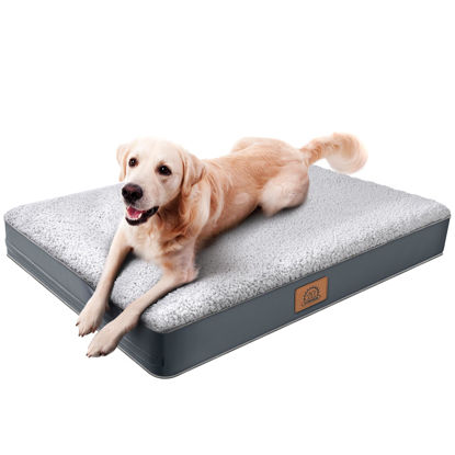 Picture of Sunheir Extra Large Dog Bed Waterproof Dog Bed, Jumbo Orthopedic Dog Beds with Removable Washable Cover for Large Dogs, Pet Bed Mat Egg-Crate Foam, 54"X42"X4", Grey