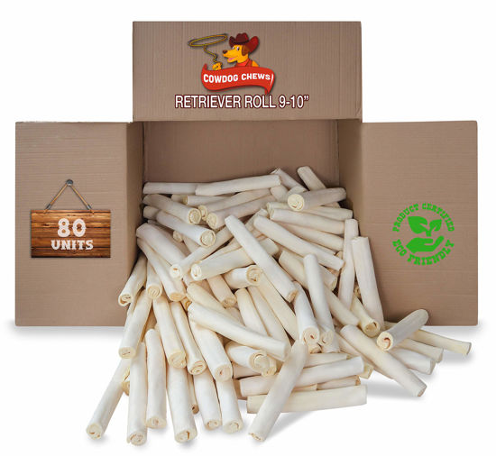 Picture of Cowdog Chews Retriever roll 9-10 inch All Natural Rawhide Product (80 Pack)