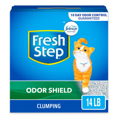 Picture of Fresh Step Clumping Cat Litter, Odor Shield, Long Lasting Odor Control Kitty Litter with Activated Charcoal, Low Dust Formula, 14 lb