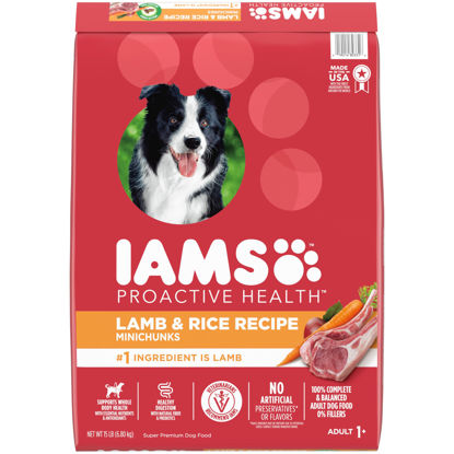 Picture of IAMS Minichunks Adult Dry Dog Food Lamb & Rice Recipe Dog Kibble, 15 lb. Bag