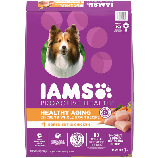 Picture of IAMS Proactive Health Senior Dog Food Healthy Aging Dry Dog Food with Real Chicken, 15 lb. Bag