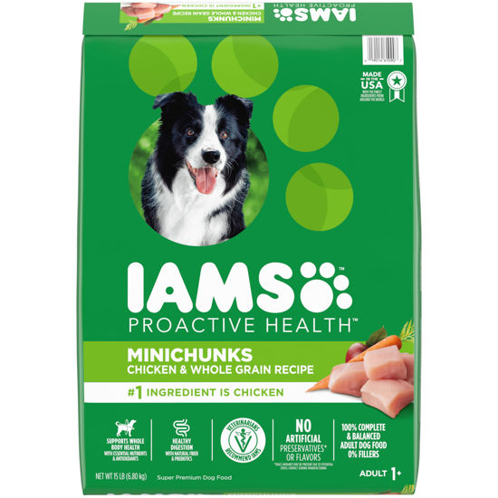 Picture of IAMS Proactive Health Minichunks Adult Dry Dog Food with Real Chicken and Whole Grains, 15 lb. Bag