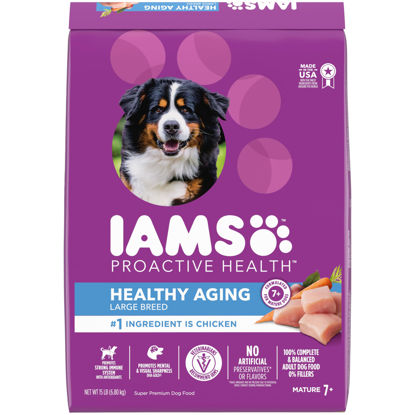 Picture of IAMS Healthy Aging Adult Large Breed Dry Dog Food for Mature and Senior Dogs with Real Chicken, 15 lb. Bag