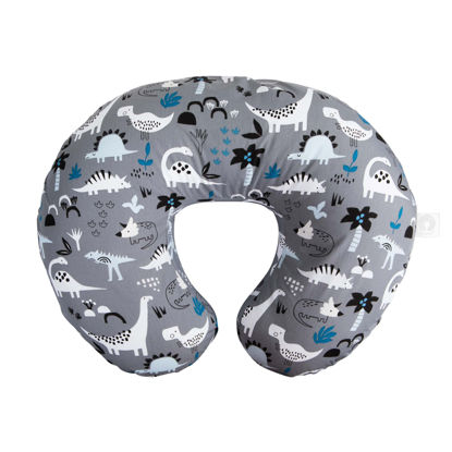 Picture of Boppy Nursing Pillow Original Support, Gray Dinosaurs, Ergonomic Nursing Essentials for Bottle and Breastfeeding, Firm Fiber Fill, with Removable Nursing Pillow Cover, Machine Washable