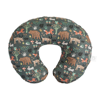 Picture of Boppy Nursing Pillow Original Support, Green Forest Animals, Ergonomic Nursing Essentials for Bottle and Breastfeeding, Firm Fiber Fill, with Removable Nursing Pillow Cover, Machine Washable