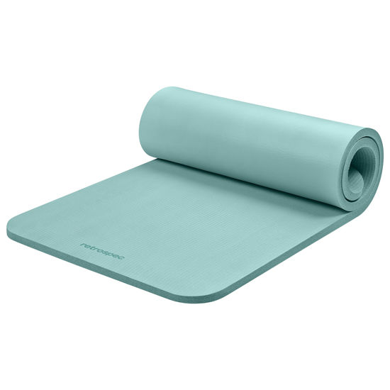 Picture of Retrospec Solana Yoga Mat 1" Thick w/Nylon Strap for Men & Women - Non Slip Exercise Mat for Home Yoga, Pilates, Stretching, Floor & Fitness Workouts - Blue Ridge