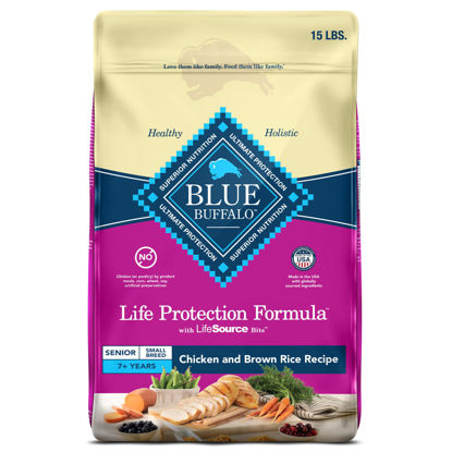 Picture of Blue Buffalo Life Protection Formula Small Breed Senior Dry Dog Food, Supports Joint Health and Immunity, Made with Natural Ingredients, Chicken & Brown Rice Recipe, 15-lb. Bag