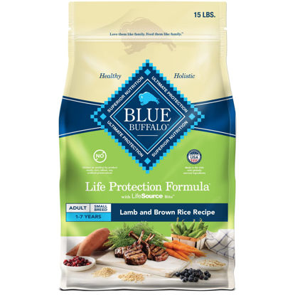 Picture of Blue Buffalo Life Protection Formula Adult Small Breed Dry Dog Food, Supports High Energy Needs, Made with Natural Ingredients, Lamb & Brown Rice Recipe, 15-lb. Bag