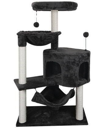 Picture of YUNIQUE Newest Cat Tree with Cat Condo and Big Hammock, Darkgrey