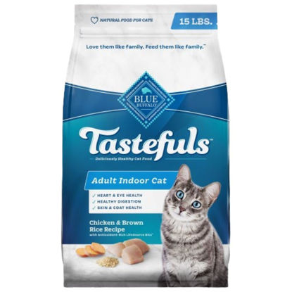 Picture of Blue Buffalo Tastefuls Natural Dry Food for Adult Indoor Cats, Chicken & Brown Rice Recipe, 15-lb. Bag