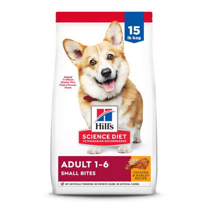 Picture of Hill's Science Diet Adult 1-6, Adult 1-6 Premium Nutrition, Small Kibble, Dry Dog Food, Chicken & Barley, 15 lb Bag