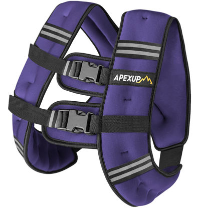 Picture of APEXUP Weighted Vest Men 15lbs Weights with Reflective Stripe, Weighted vest for Women Workout Equipment for Strength Training Running (Purple)