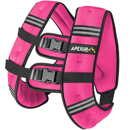 Picture of APEXUP Weighted Vest Men 15lbs Weights with Reflective Stripe, Weighted vest for Women Workout Equipment for Strength Training Running (Pink)