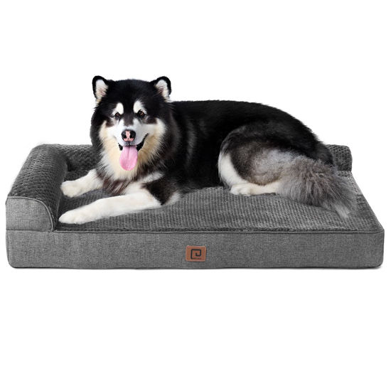 Picture of EHEYCIGA Memory Foam Orthopedic XXL Dog Bed, Washable Dog Bed with Waterproof Lining Removable Cover, Extra Large Giant Dog Bed Sofa with Nonskid Bottom Pet Couch Bed, 48x36 Inches, Dark Grey