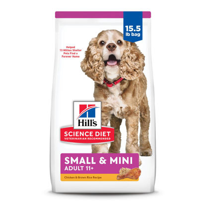 Picture of Hill's Science Diet Small & Mini, Senior Adult 11+, Small & Mini Breeds Senior Premium Nutrition, Dry Dog Food, Chicken, Brown Rice & Barley, 15.5 lb Bag