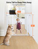 Picture of COMOMY 36" Extra Tall Baby Gate for Stairs Doorways, Fits Openings 29.5" to 43.3" Wide, Auto Close Durable Safety Dog Gate for House, Pressure Mounted Easy Walk Through Pet Gate with Door, White