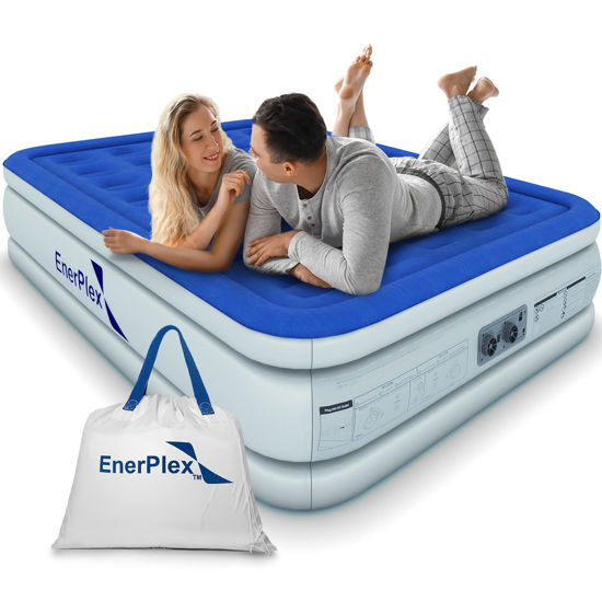 Picture of EnerPlex Full Air Mattress for Camping, Home & Travel - 16 Inch Double Height Inflatable Bed with Built-in Dual Pump - Durable, Adjustable Blow Up Mattress - Easy to Inflate/Quick Set Up