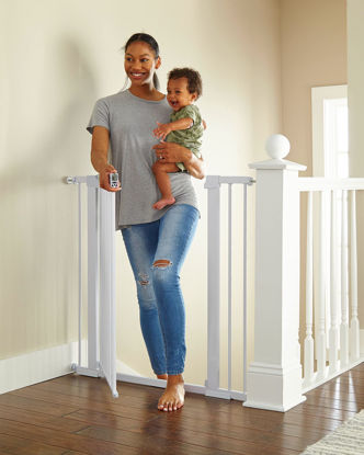 Picture of Cumbor 36" Extra Tall Baby Gate for Dogs and Kids with Wide 2-Way Door, 29.7"-40.6" Width, and Auto Close Personal Safety for Babies and Pets, Fits Doorways, Stairs, and Entryways