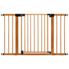 Picture of BABELIO 29-48" Metal Baby Gate with Brown Wood Pattern, Auto Close Dog Gate for The House、Stairs and Doorways, Pressure Mounted Pet Gate with Door, Safety Gate for Child and Pets