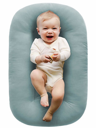 Picture of Snuggle Me Organic Bare | Baby Lounger & Infant Floor Seat | Newborn Essentials | Organic Cotton, Fiberfill | Slate