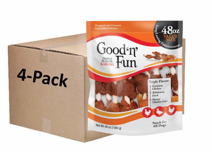 Picture of Good 'n' Fun Good'n'Fun Triple Flavor Kabobs 48 Ounce, Rawhide Snack for All Dogs, 48 Oz (Pack of 4)