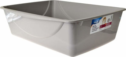 Picture of Petmate Open Cat Litter Box, Extra Large Nonstick Litter Pan Durable Standard Litter Box, Mouse Grey Great for Small & Large Cats Easy to Clean, Made in USA