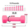 Picture of Portzon Weights Dumbbells 10 Colors Options Compatible with Set of 2 Neoprene Dumbbells Set,1-15 LB, Anti-Slip, Anti-roll, Hex Shape Pink