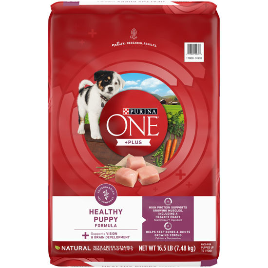 Picture of Purina ONE Plus Healthy Puppy Formula High Protein Natural Dry Puppy Food with Added Vitamins, Minerals and Nutrients - 16.5 lb. Bag