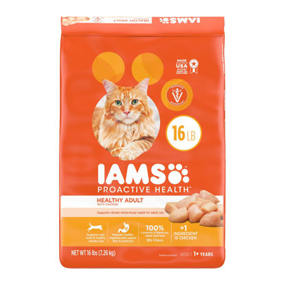 Picture of IAMS PROACTIVE HEALTH Adult Healthy Dry Cat Food with Chicken Cat Kibble, 16 lb. Bag