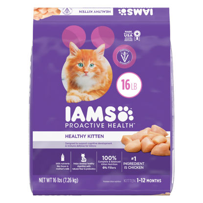 Picture of IAMS PROACTIVE HEALTH Healthy Kitten Dry Cat Food with Chicken Cat Kibble, 16 lb. Bag