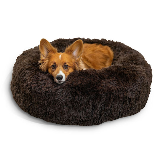 Picture of Best Friends by Sheri The Original Calming Donut Cat and Dog Bed in Shag Fur Dark Brown, Medium 30"