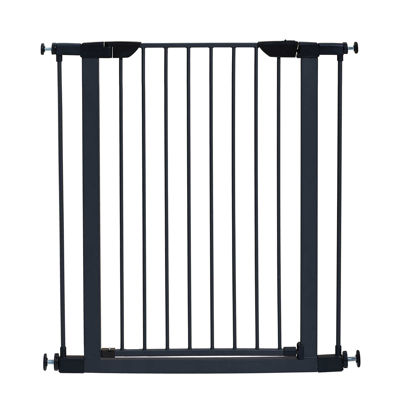 Picture of MidWest Homes for Pets 39 Inches Tall Walk-Though Steel Pet Gate, Pressure Mounted Dog Gate Measures 29 - 38 Inches Wide & Includes two 3-Inch-Wide Extensions, Graphite