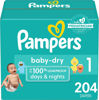 Picture of Pampers Baby Dry Diapers - Size 1, 204 Count, Absorbent Disposable Diapers