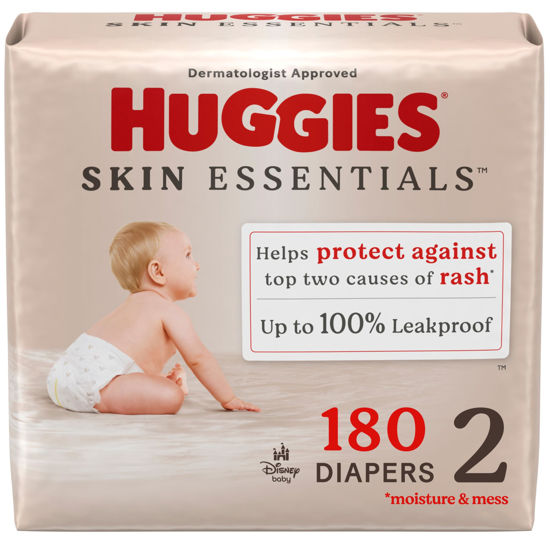 Picture of Huggies Size 2 Diapers, Skin Essentials Baby Diapers, Size 2 (12-18 lbs), 180 Count (3 Packs of 60)