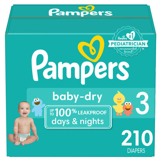 Picture of Pampers Baby Dry Diapers - Size 3, One Month Supply (210 Count), Absorbent Disposable Diapers