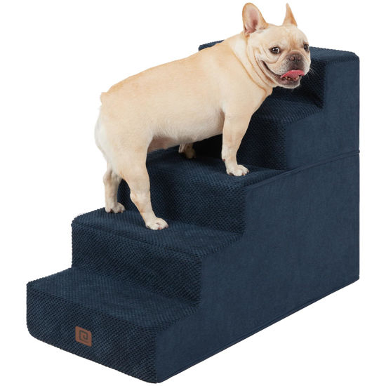 Picture of EHEYCIGA Dog Stairs for High Bed 22.5”H, 5-Step Dog Steps for Bed, Pet Steps for Small Dogs and Cats, Non-Slip Balanced Dog Indoor Ramp, Navy Blue