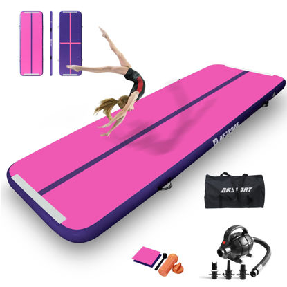 Picture of AKSPORT Inflatable Air Gymnastics Mat 10ft/13ft/16ft/20ft/23ft/26ft Tumble Track 4/8 inches Thickness Air Tumbling Mat with Air Pump for Home Use/Tumble/Gym/Training/Cheerleading