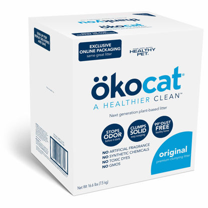 Picture of ökocat Litter Original Low-Dust Natural Clumping Wood with Odor Control 16.6 lbs, Large