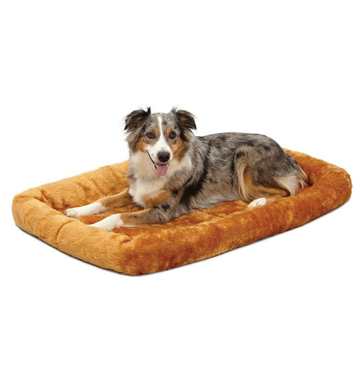 Picture of MidWest Homes for Pets Bolster Dog Bed 42L-Inch Cinnamon Dog Bed w/ Comfortable Bolster | Ideal for Large Dog Breeds & Fits a 42-Inch Dog Crate |Easy Maintenance Machine Wash & Dry,42.0"x 26.0" x 3.0"