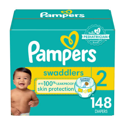 Picture of Pampers Swaddlers Diapers - Size 2, 148 Count, Ultra Soft Disposable Baby Diapers