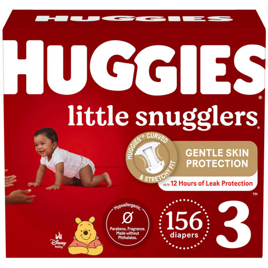 Picture of Huggies Size 3 Diapers, Little Snugglers Baby Diapers, Size 3 (16-28 lbs), 156 Ct (6 packs of 26)