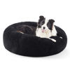 Picture of Bedsure Calming Dog Bed for Large Dogs - Donut Washable Large Pet Bed, 36 inches Anti-Slip Round Fluffy Plush Faux Fur Dog Bed, Fits up to 100 lbs Pets, Black