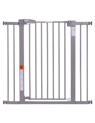 Picture of BABELIO 36" Extra Tall Dog Gate, 26''-40'' Wide Auto Close Baby Gate, Pressure Mounted Metal Pet Gate, Easy Install No Drilling, No Tools Required, with Wall Protectors and Extenders (Gray)