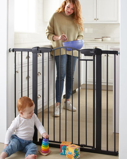 Picture of Cumbor 29.7-46" Wide Extra Tall Safety Dog and Baby Gate, 36" Tall Pressure Mounted Auto Closed Pet Gate for Stairs,Doorway, Easy Walk Thru Child Gate for The House, Black, Mom's Choice Awards Winner